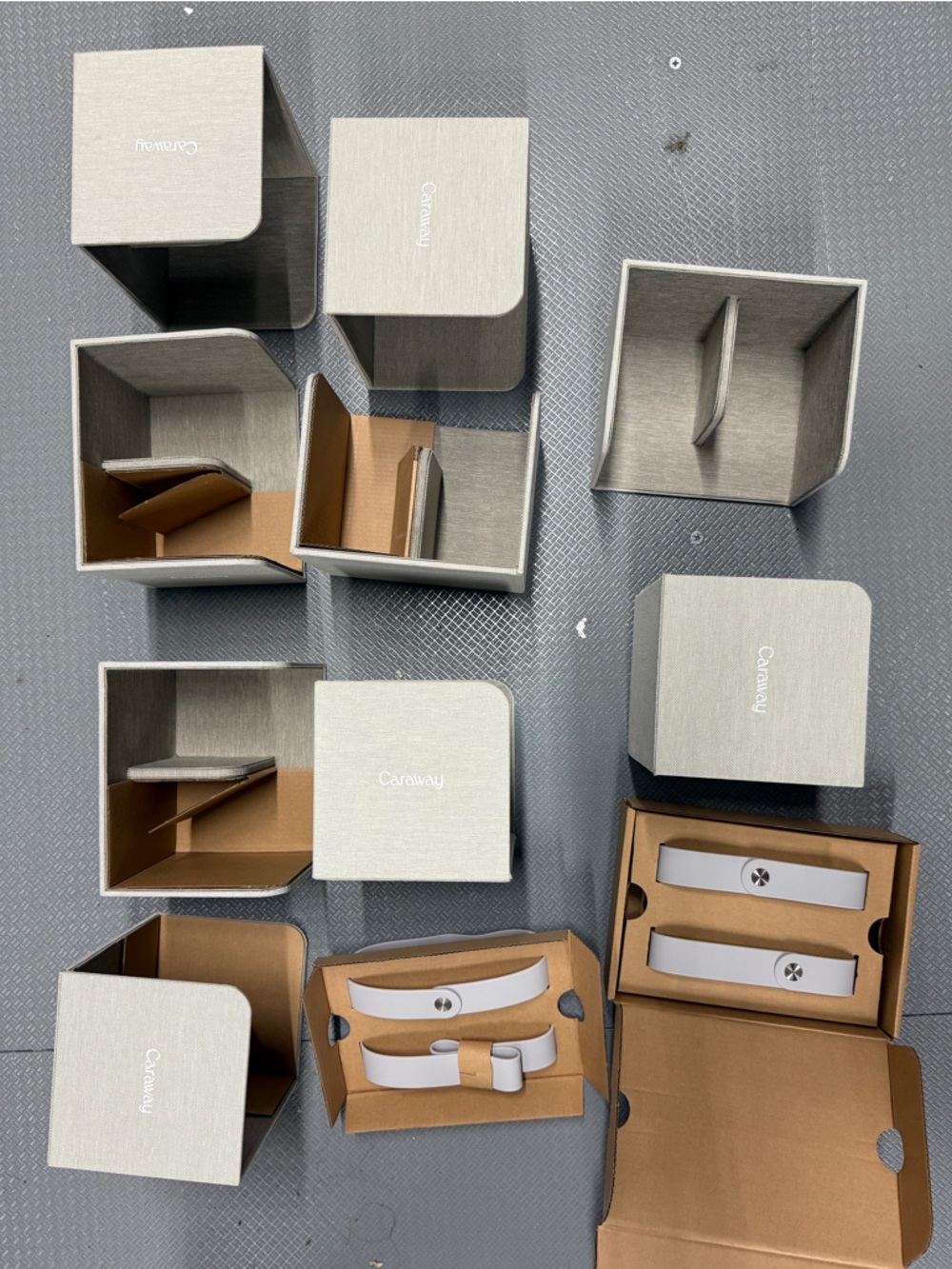 9 Caraway Food Storage Bin Holder Organizer Cabinet Gray Canvas + 4 straps-Lot